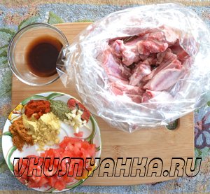 Свиные рёбрышки в пряном соево -горчичном маринаде в мультиварке, приготовление, шаг 1