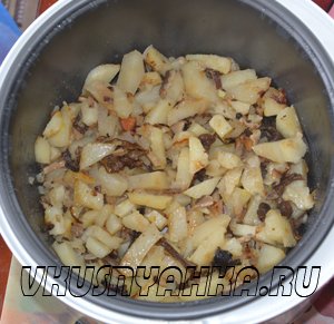 Картофель с сушёными грибами «Ассорти» в мультиварке, приготовление, шаг 4