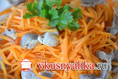Салат из куриных желудков и моркови по-корейски  в мультиварке, приготовление, шаг 6