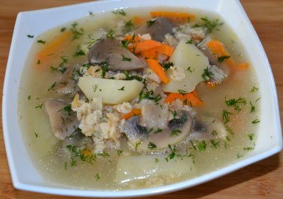 Грибной суп с овсянкой  в мультиварке