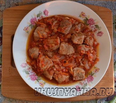 Мясо в томатном соусе в мультиварке, приготовление, шаг 5