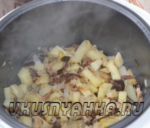 Картофель с сушёными грибами «Ассорти» в мультиварке, приготовление, шаг 3