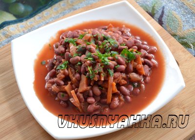 Тушеная красная фасоль с томатным соусом в мультиварке, приготовление, шаг 4