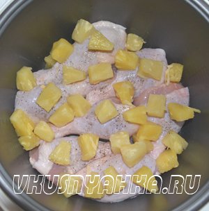 Курица с ананасом в мультиварке, приготовление, шаг 2
