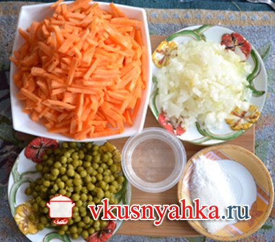 Салат из моркови с зелёным горошком  в мультиварке, приготовление, шаг 1