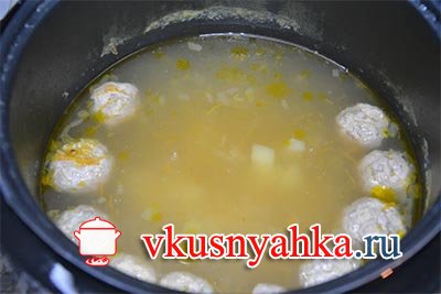 Суп с фрикадельками в мультиварке (3 пошаговых рецепта с фото и видео), приготовление, шаг 6